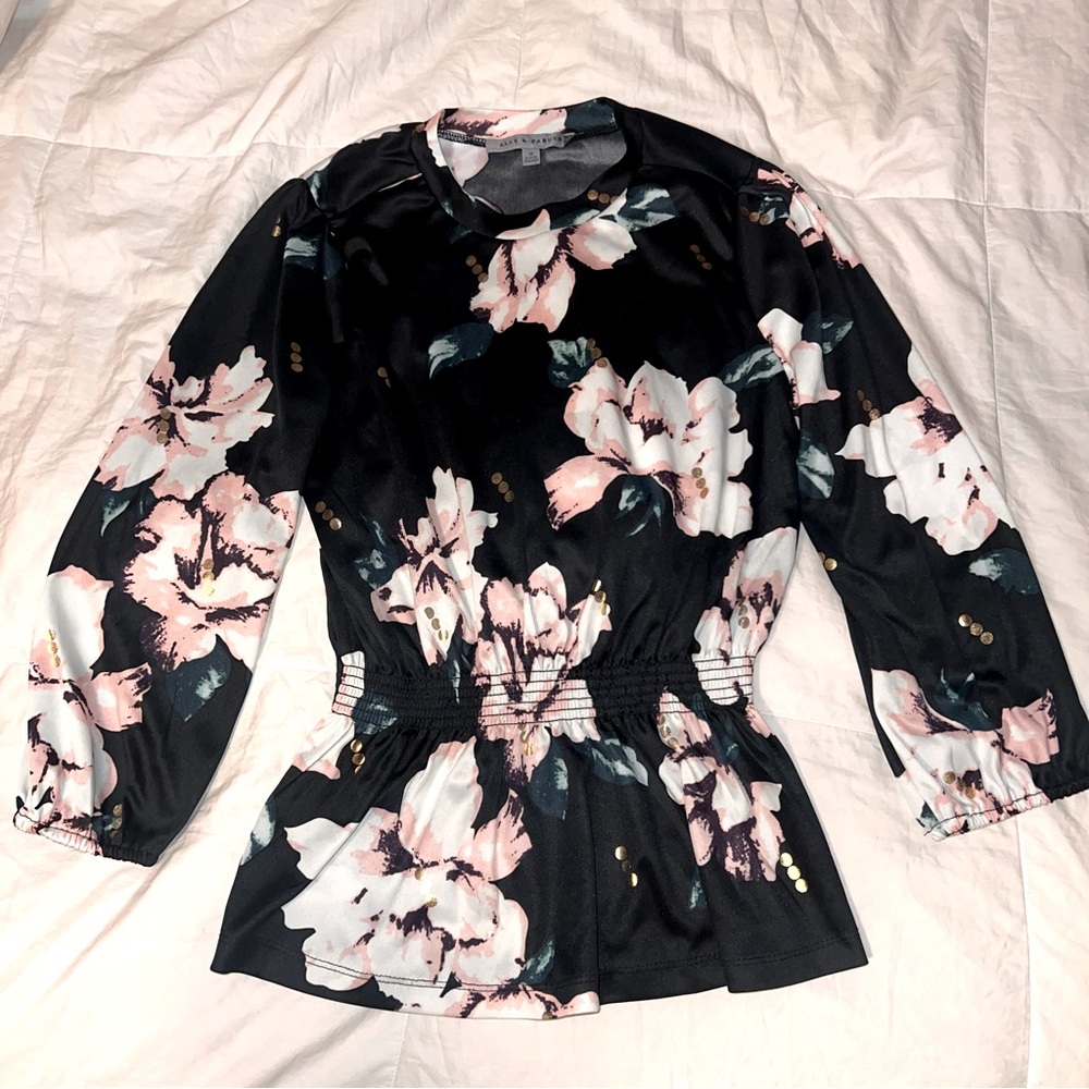 Alex & Parker Long Sleeve Floral Blouse - M